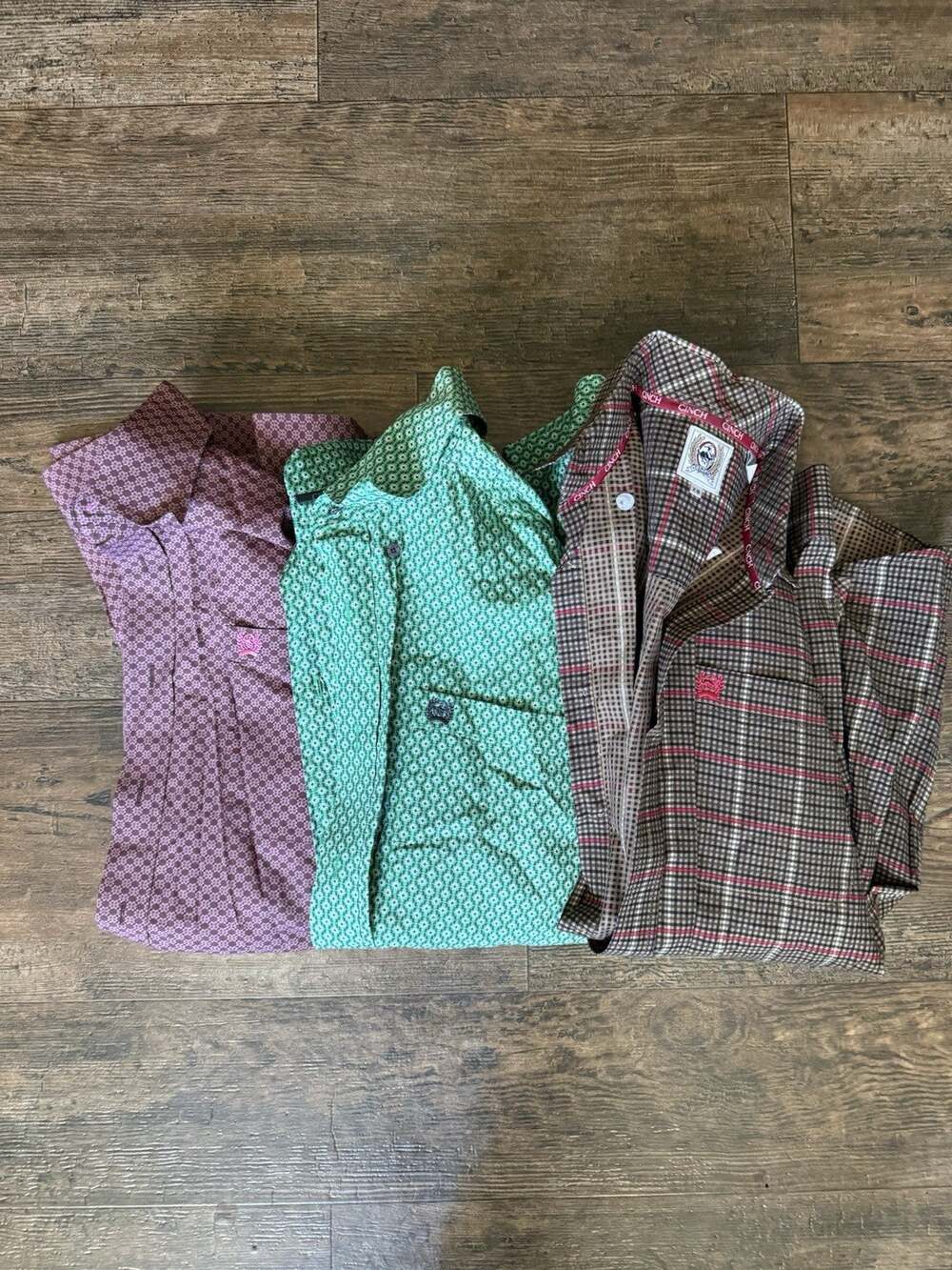 Cinch Men’s XS Woven Plaid LS Button-Up Shirt Bundle of 3